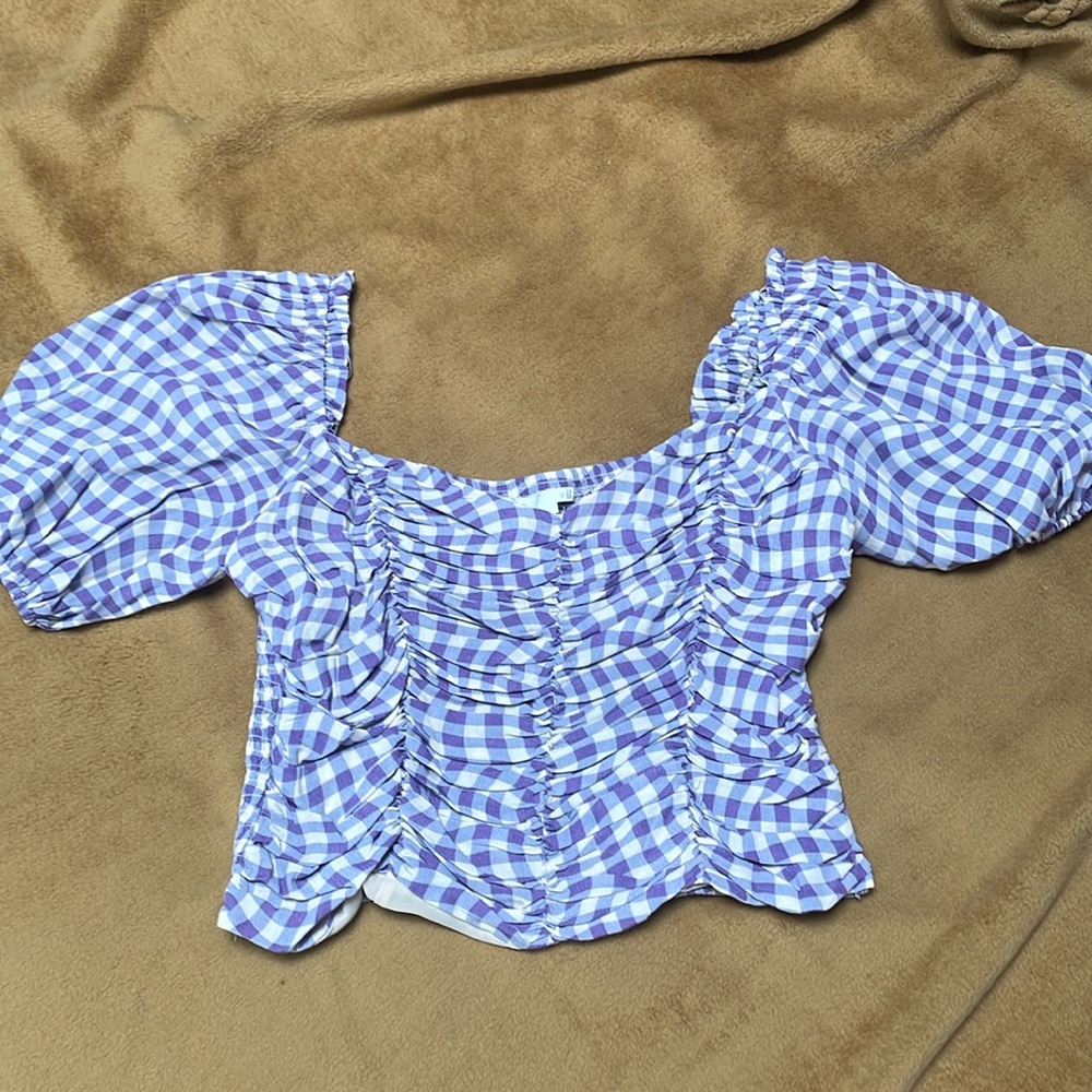 Nordstrom purple/blue gingham top